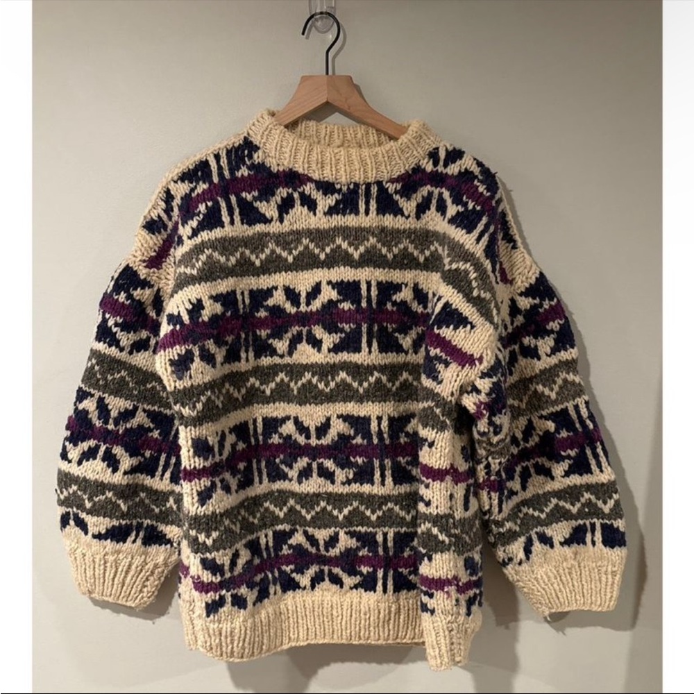 Ecuadorian Handmade Chunky Cotton Knit Oversized Sweater - L/XL.